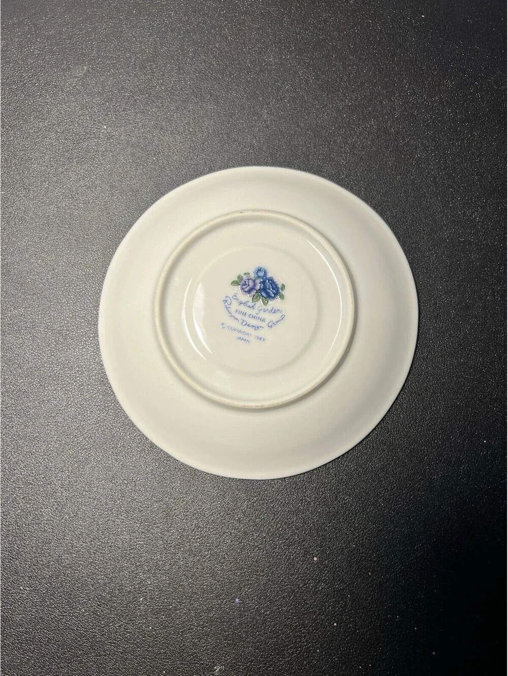Robinson Design 1989 Orphan Saucer English Garden Blue Lavender Roses, 5.5”